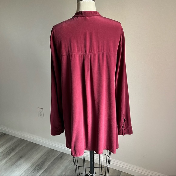 Eileen Fisher Silk Small Burgundy/Maroon Blouse Shirt - Picture 4 of 16